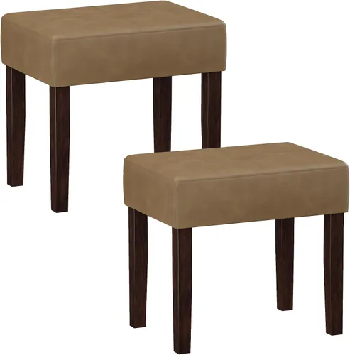 Vista 14 de EOSVALO Taburete de tocador de cuero, banco otomano rectangular de 18.7 pulgadas de ancho para sala de maquillaje, silla de tocador con patas