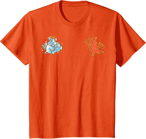 Vista 76 de Camiseta de gato ángel y diablo sentado en tu hombro Nerd Kitten, Negro