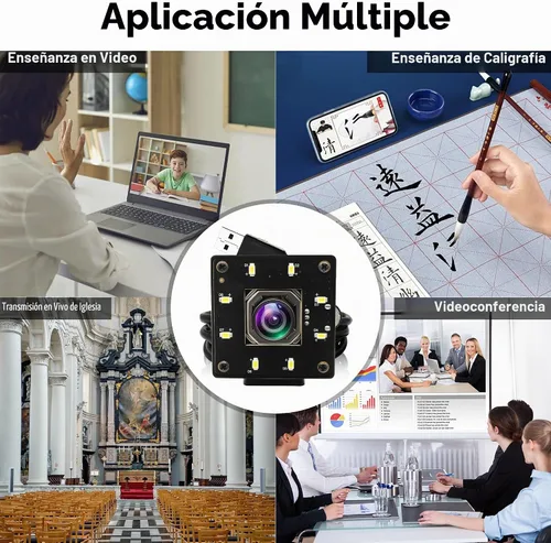 Vista 7 de Cámara USB 4K enfoque automático de 100 grados sin distorsión lente de visión nocturna a color cámara web para computadora UVC USB2.0 Lightburn Cam