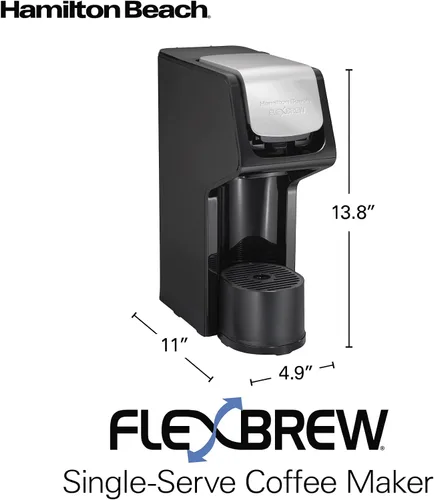 Vista 7 de Cafetera Hamilton Beach FlexBrew de servicio individual, máquina de café compatible con paquetes de cápsulas y café molido, negra Next Gen (49900)