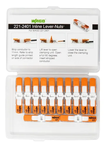 Vista 4 de WAGO 221-2401 Tuercas de palanca compactas para empalme de conectores de cable en línea con estuche 12 piezas