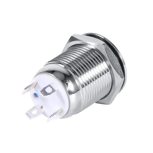Vista 3 de Interruptor de botón momentáneo de 0.472 in, interruptor de botón de encendido LED para automóvil, 1 interruptor de 4 pines, adecuado para orificio