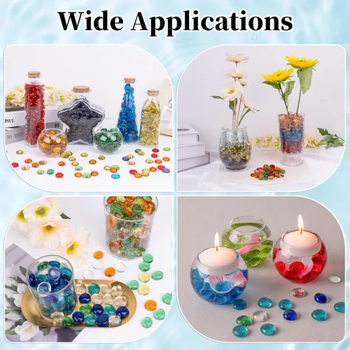 Vista 5 de Cuentas de vidrio para jarrones, cuentas decorativas de 0.97 libras, canicas planas para soporte de flores, manualidades, piedras de Mancala Blanco