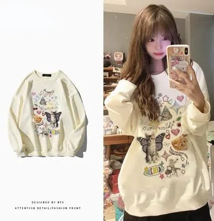 Vista 6 de Sudadera de gato para mujer, sudadera de gran tamaño para mujer, sudadera Y2K, ropa Y2K