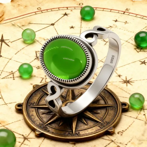 Vista 5 de Anillo de infinito con piedras preciosas de cristal ovalado, plata de ley 925, anillo de nudo retro para mujer
