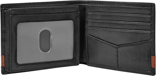 Vista 2 de Fossil Billetera plegable de cuero para hombre con ventana de identificación abatible para hombres