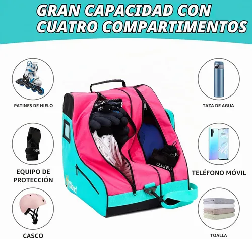 Vista 3 de Breathable Skate Bag with Adjustable Shoulder Strap - Large Capacity Fits Inline, Ice & Most Roller Skates
