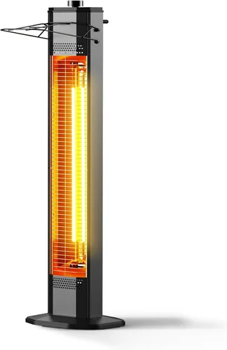Vista 9 de Calentador eléctrico para patio al aire libre, calentador de torre infrarrojo de 27 pulgadas con calefacción instantánea de 1200 W, impermeable