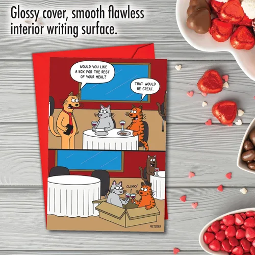 Vista 3 de NobleWorks Tarjeta de felicitación del día de San Valentín con sobre de 5 x 7 pulgadas para hombres, mujeres y parejas (1 tarjeta) caja de gato