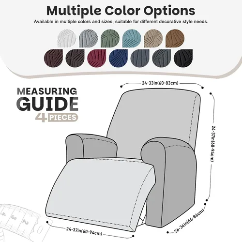 Vista 2 de VANSOFY Fundas para sillas reclinables, 4 piezas, elásticas, de tela jacquard, suave funda para silla reclinable, protector de muebles con parte