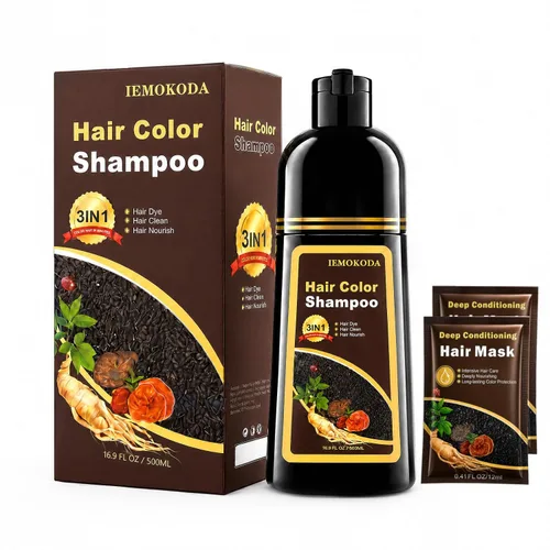 Vista 9 de Champú de tinte para el cabello 3 en 1, cobertura de canas durante 3 a 4 semanas, champú para colorear negro para todo tipo de cabello, fórmula