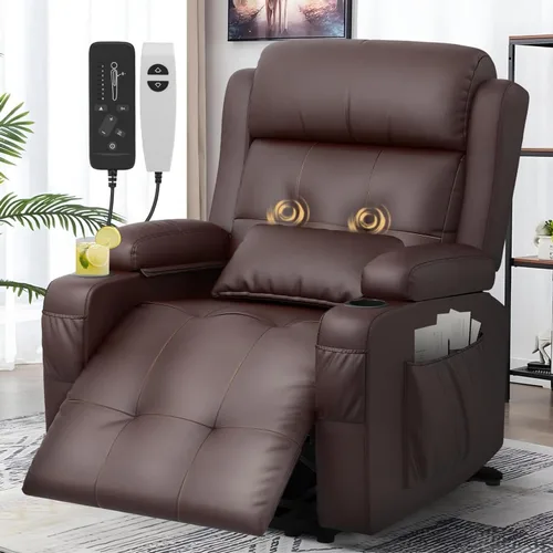 Vista 15 de Sofá reclinable manual de dos plazas, sofá reclinable de pared con masaje, puertos USB y tipo C, almacenamiento, portavasos, sofá RV para sala