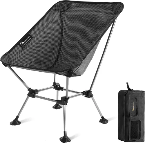 Vista 8 de MOON LENCE Silla de camping Plus, comodidad y tamaño mejorados, aún compacta y ligera, silla portátil plegable para mochilero y senderismo, Negro