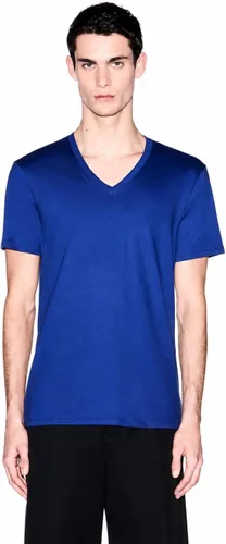 Vista 27 de Armani Exchange Camiseta de manga corta con cuello en V de algodón Pima para hombre Beacon Blue