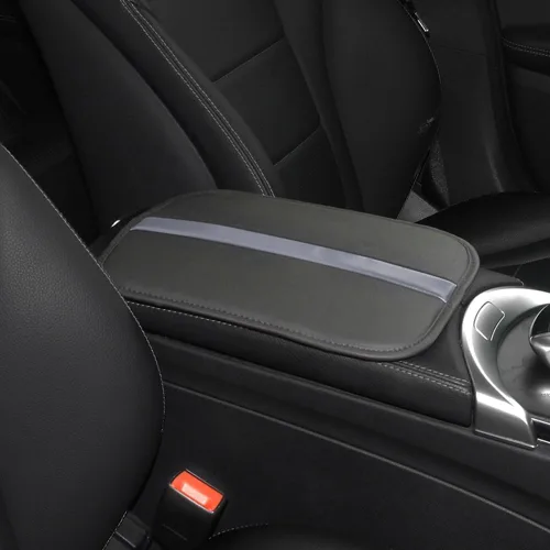 Vista 9 de Tapete para reposabrazos de automóvil, funda de cuero sintético, cubierta de consola central universal, impermeable, accesorios interiores de Azul