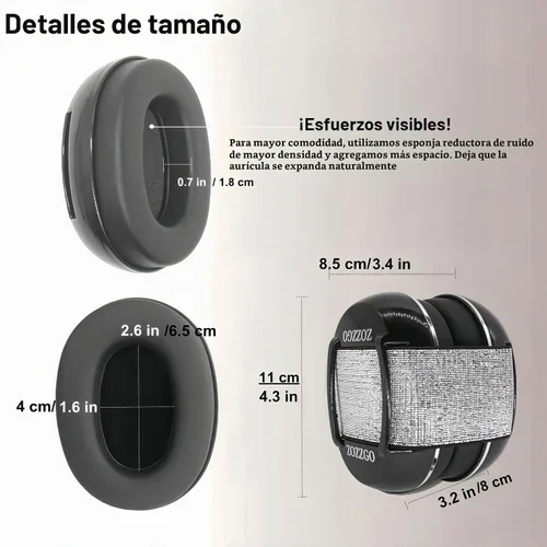 Vista 7 de Orejeras para dormir con reducción de ruido con tapones para los oídos, orejeras con cancelación de ruido, ligeras, a prueba de sonido, protección