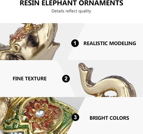 Vista 6 de Figura de escritorio de elefante de resina, escultura de animal elegante para decoración de oficina en casa, decoración única de elefante