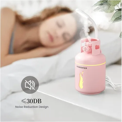 Vista 4 de TTPP Humidificador 3 en 1 con luz nocturna pequeño ventilador 10.1 fl oz portátil mini coche USB humidificador para el hogar coche dormitorio Azul