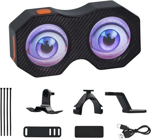 Vista 4 de Luz trasera de bicicleta dinámica para montar de noche, luz trasera de bicicleta Devil's Eyes, lámpara de luz trasera de bicicleta recargable