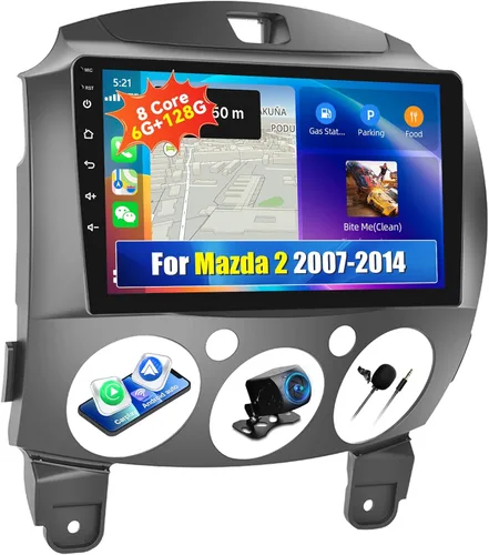 Vista 9 de [4G+64G] Radio de coche para Mazda 2 2007-2014 con CarPlay Android Auto, pantalla táctil de 9 pulgadas, Android 15 Mazda 2 estéreo para automóvil
