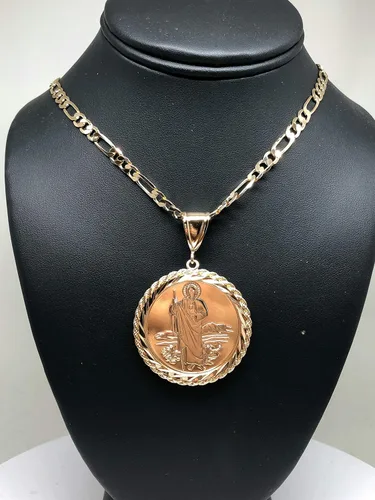 Vista 5 de Colgante San Judas Figaro 26 San Judas Tadeo Virgen Centenario Medalla Oro Laminado