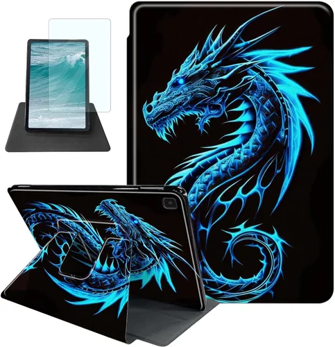 Vista 17 de Rossy Funda para Samsung Galaxy Tab A7 Lite de 8.7 pulgadas 2021 (SM-T220/T225/T227) + protector de pantalla giratorio de 360 grados con soporte