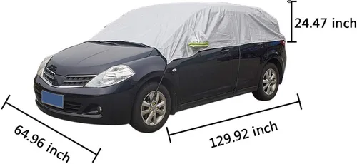 Vista 6 de JSCARLIFE Cubierta de media cubierta de automóvil impermeable, cubierta de nieve para parabrisas impermeable, resistente al viento, a prueba
