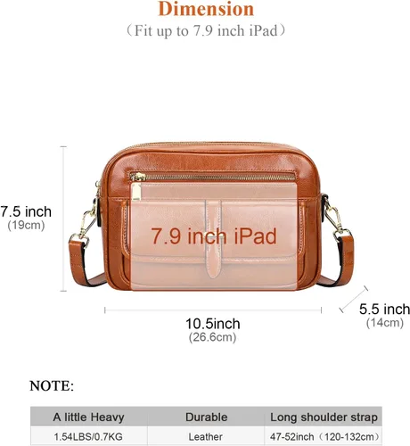 Vista 3 de Over Earth Leather Crossbody Purses Messenger Bag for Women with Double Main Pockets