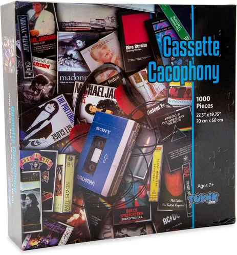 Vista 2 de Rompecabezas de 1000 piezas de éxitos musicales de cassette de los años 80, rompecabezas para niños y adultos, 28 x 20 pulgadas