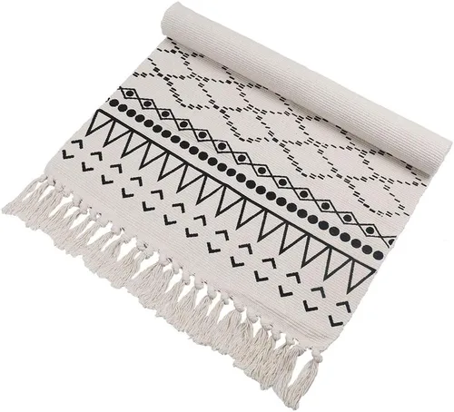 Vista 5 de Pauwer Juego de 2 alfombras de algodón lavables impresas con borlas tejidas a mano con flecos de algodón para cocina, sala de estar, dormitorio