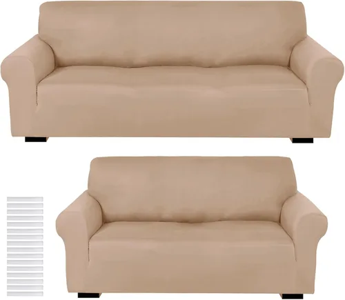 Vista 26 de Peryiter Juego de 2 fundas para sofá de dos plazas Fundas para muebles para sala de estar para sofá, sillón, ajuste elástico, a prueba de arrugas