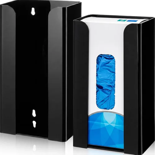 Vista 8 de Weysat 2 piezas de soporte acrílico para guantera, dispensador de guantes para montaje en pared, estante acrílico flotante en pared, dispensador