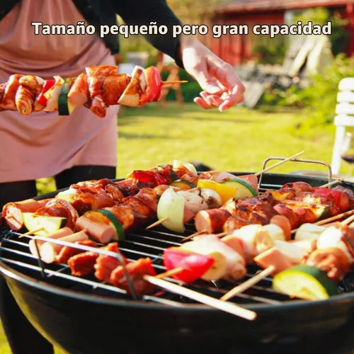 Vista 8 de Parrilla de carbón de 18 pulgadas con cubierta de parrilla impermeable para patio al aire libre, picnic, camping, barbacoa hervidor