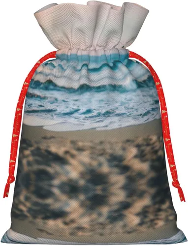 Vista 2 de MDATT Bolsas de regalo con cordón de playa y mar, bolsas de regalo de 5 x 7 pulgadas para bodas, Navidad, cumpleaños, decoración de Halloween