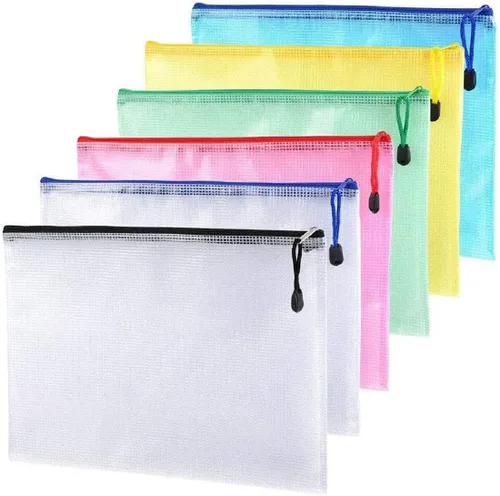 Vista 2 de Carteras de plástico A3 con cierre de cremallera, de malla, para documentos, carpetas de documentos, bolsillos de plástico, con cremallera, para Azul