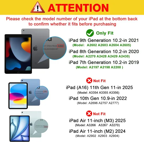 Vista 2 de ProCase Funda para iPad de 9ª/8ª/7ª generación de 10.2 pulgadas (versión 2021/2020/2019), funda 10.2 iPad de 9ª/8ª/7ª generación, funda inteligente