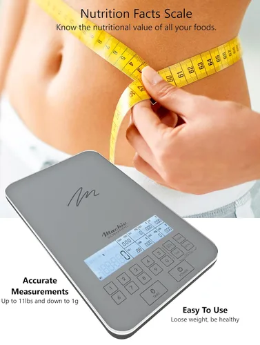 Vista 9 de Báscula nutricional de NutraTrack™ con vidrio de grado alimenticio, perfecta para contar calorías, preparación de comidas y pérdida