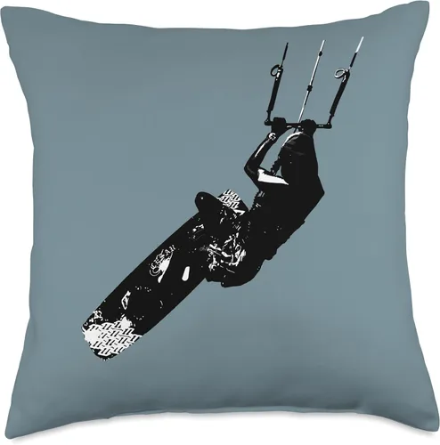 Vista 4 de Kitesurf Gifts and Surf Lover Tees by taiche Kitesurfing Lover Illustration Throw Pillow, 16x16, Multicolor