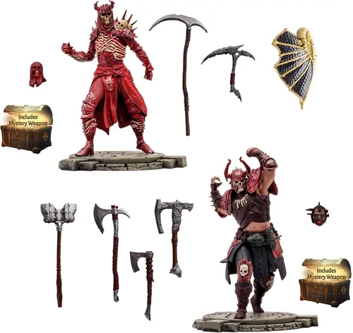 Vista 5 de McFarlane Toys - Diablo IV Rend Bárbaro y Nigromante de Sangre Paquete de 2 Figuras Posadas con Etiqueta de Oro 1:12 Escala 1:12, Etiqueta Dorada