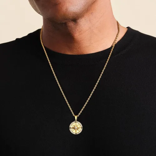 Vista 3 de KRKC&CO Coin Necklace Pendant, Gold Medallion Necklace Chain, CompassSt. ChristopherLionMedusaAngel Circle Vintage Coin Necklace For Men, Him