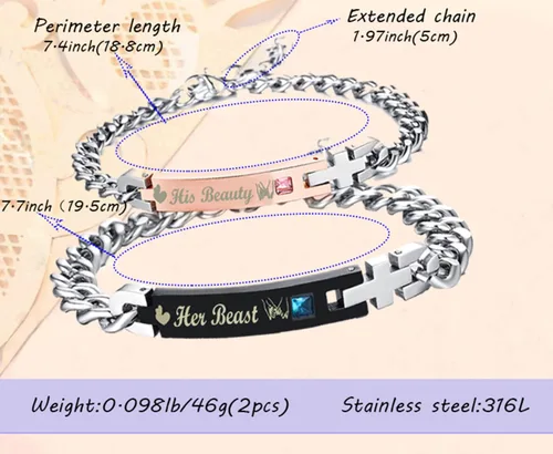 Vista 31 de Regalo para enamorado, para él y ella, pulseras grabadas personalizadas para parejas, para mujeres y hombres, juego a juego, regalo de aniversario