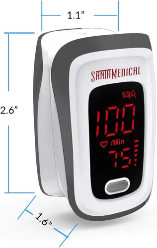 Vista 8 de Oxímetro de pulso de la yema del dedo, monitor de saturación de oxígeno en sangre (SpO2) con mediciones de frecuencia de pulso y gráfico de barra