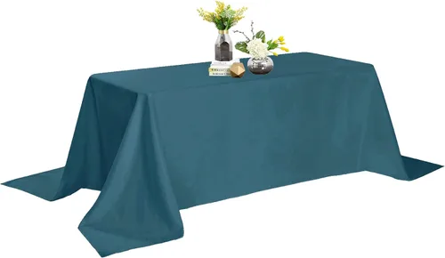 Vista 26 de Mantel de poliéster lavable de 132 pulgadas, resistente a las manchas y a las arrugas, mantel decorativo para mesa de comedor, fiestas de bufé