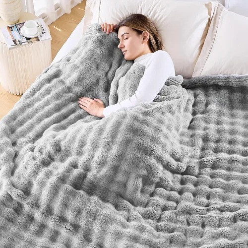 Vista 39 de NEWCOSPLAY Manta para Sofá Aqua Súper Suave de Franela Polar 3D Burbuja Ligera Manta de Cama para Uso en Todas las Estaciones (Aqua, Throw(50"x60"))