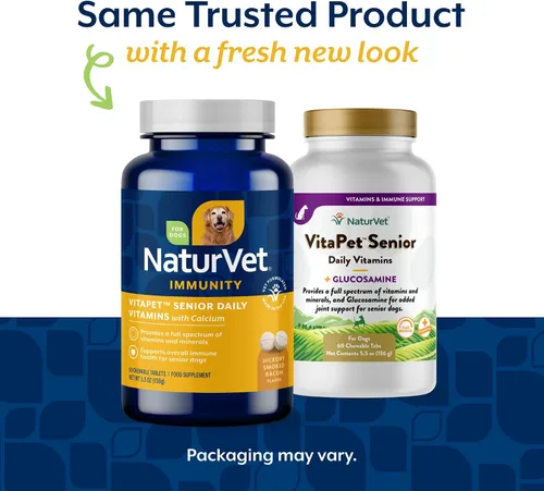 Vista 2 de NaturVet – VitaPet Vitaminas Diarias para Perros Mayores – Más Glucosamina – Espectro Completo de Vitaminas y Minerales – Mejorado con Glucosamina