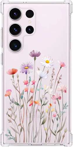 Vista 9 de FL-37 - Funda transparente floral para Galaxy S23 Ultra 5G para mujeres/niñas, bonita funda de teléfono para Samsung Galaxy S23 Ultra, diseño