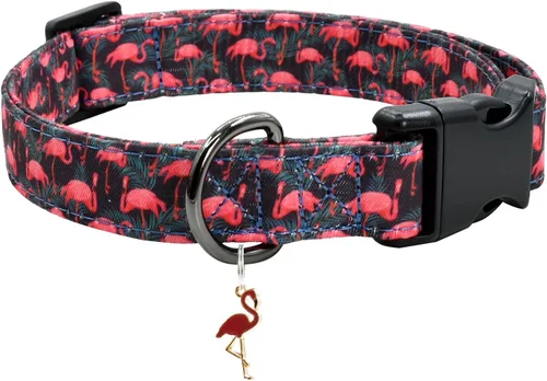 Vista 8 de Collar de perro con patrones de flores con accesorios, collares de algodón suave para perros pequeños, medianos y grandes, hembras y machos