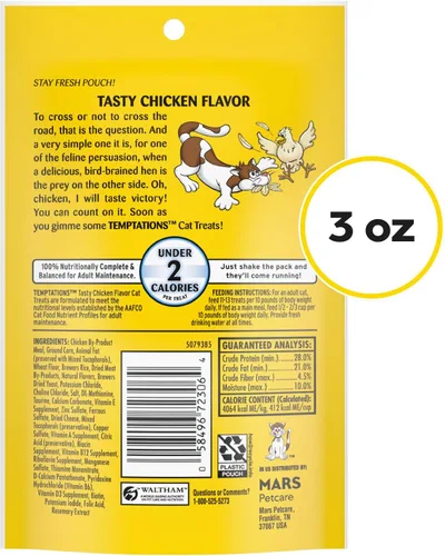 Vista 9 de Golosinas Temptations clásicas para gatos, empaque múltiple, Negro Under 2 calories per treat, crunchy outside & soft inside, 100% complete &