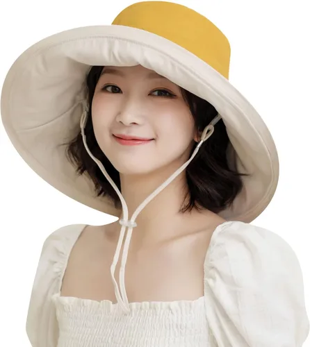 Vista 15 de HUAMULAN Sombrero de Sol de Verano de Ala Ancha para Mujeres con Borde Alambrado Sombrero Bucket de Playa y Pesca Reversible Plegable de Viaje