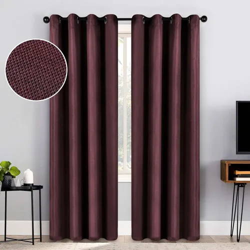 Vista 2 de Superior Cortinas opacas, aisladas, cortinas con bloqueo solar para dormitorio, sólidas, texturizadas, ventana de sala de estar, tejido térmico